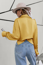 Load image into Gallery viewer, Satin Bishop Sleeve Cropped Wrap Top
