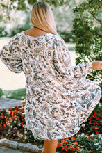 Load image into Gallery viewer, Plus Size Paisley Print Puff Sleeve Dress
