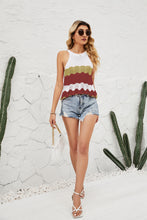 Load image into Gallery viewer, Striped Openwork Sleeveless Knit Top
