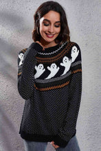 Load image into Gallery viewer, Ghost Pattern Round Neck Long Sleeve Sweater
