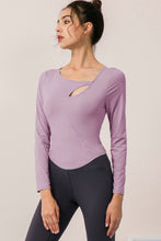 Load image into Gallery viewer, Cutout Curved Hem Yoga Top
