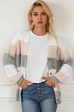 Load image into Gallery viewer, Striped ButtonUp V-Neck Long Sleeve Cardigan
