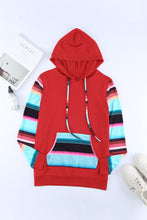 Load image into Gallery viewer, Striped Drawstring Hoodie with Kangaroo Pocket
