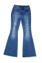 Load image into Gallery viewer, Distressed Frayed Hem Flare Jeans
