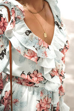Load image into Gallery viewer, Floral Ruffled V-Neck Belted Dress
