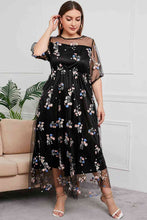 Load image into Gallery viewer, Plus Size Layered Mesh Round Neck Maxi Dress
