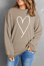 Load image into Gallery viewer, Heart Round Neck Dropped Shoulder Sweatshirt
