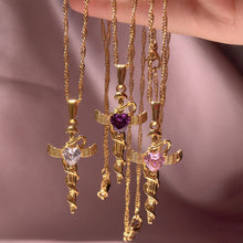 Load image into Gallery viewer, Copper Zircon Cross Pendant Necklace

