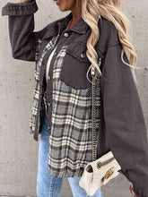 Load image into Gallery viewer, Plaid Button Up Dropped Shoulder Jacket
