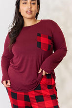 Load image into Gallery viewer, Zenana Full Size Plaid Round Neck Top and Pants Pajama Set
