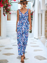 Load image into Gallery viewer, Abstract Print Tied  Sleeveless Jumpsuit
