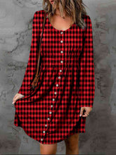 Load image into Gallery viewer, Double Take Full Size Plaid Round Neck Long Sleeve Magic Dress
