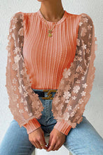 Load image into Gallery viewer, Double Take Textured Applique Long Sleeve Blouse
