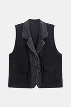 Load image into Gallery viewer, Spliced Denim Lapel Collar Vest with Pockets
