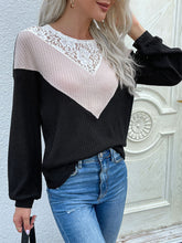 Load image into Gallery viewer, Lace Yoke Waffle Knit Top
