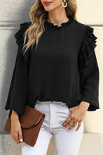 Load image into Gallery viewer, Ruffled Round Neck Long Sleeve Blouse
