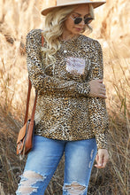 Load image into Gallery viewer, Leopard Print Sequin Pocket Long Sleeve Top
