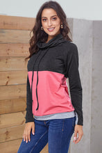 Load image into Gallery viewer, Color Block Raglan Sleeve Drawstring Sweatshirt

