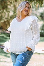 Load image into Gallery viewer, Plus Size Swiss Dot Ruffled Blouse
