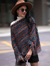 Load image into Gallery viewer, Fringe Hem Boat Neck Poncho
