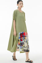 Load image into Gallery viewer, Printed Contrast Ruffled Tiered T-Shirt Dress
