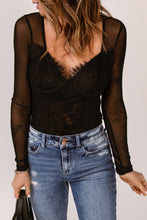 Load image into Gallery viewer, Spliced Lace Sweetheart Neck Bodysuit
