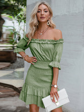 Load image into Gallery viewer, Frill Trim Off-Shoulder Layered Mini Dress
