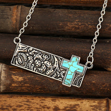 Load image into Gallery viewer, Artificial Turquoise Cross Bar Necklace
