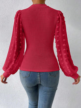 Load image into Gallery viewer, Swiss Dot Waffle-Knit Lantern Sleeve T-Shirt
