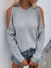 Load image into Gallery viewer, Cable-Knit Cold Shoulder Sweater
