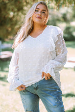 Load image into Gallery viewer, Plus Size Swiss Dot Ruffled Blouse
