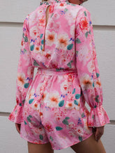 Load image into Gallery viewer, Floral Button Front Tie-Waist Flounce Sleeve Romper
