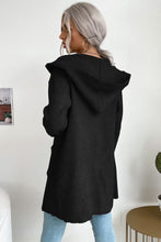 Load image into Gallery viewer, Ribbed Open Front Hooded Cardigan with Pockets
