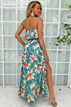 Load image into Gallery viewer, Tropical Print Layered Strapless Maxi Dress with Slit
