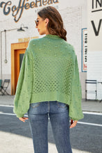 Load image into Gallery viewer, Openwork Pompom Puff Sleeve Cardigan
