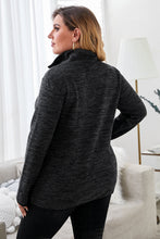 Load image into Gallery viewer, Gray Heathered Turn-down Zip Collar Plus Size Sweatshirt
