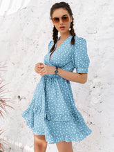 Load image into Gallery viewer, Polka Dot Layered Ruffle Hem Mini Dress
