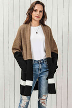Load image into Gallery viewer, Color Block Dropped Shoulder Longline Cardigan

