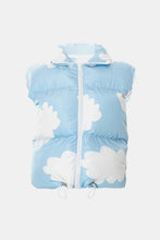 Load image into Gallery viewer, Cloud Print Drawstring Zip-Up Puffer Vest

