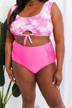 Load image into Gallery viewer, Marina West Swim Sanibel Crop Swim Top and Ruched Bottoms Set in Pink
