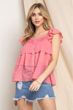 Load image into Gallery viewer, ODDI Full Size Buttoned Ruffled Top
