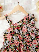 Load image into Gallery viewer, Floral Asymmetrical Neck Ruffled Dress
