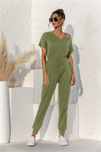 Load image into Gallery viewer, Cut Out V-neck Drawstring Jumpsuit
