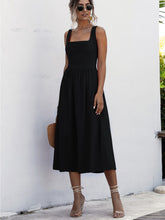 Load image into Gallery viewer, Square Neck Sleeveless Smocked Midi Dress
