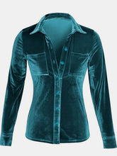 Load image into Gallery viewer, Button Up Collared Shirt with Breast Pockets
