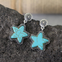 Load image into Gallery viewer, Artificial Turquoise Alloy Star Earrings
