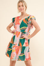 Load image into Gallery viewer, And The Why Printed Double Ruffle Sleeve Dress
