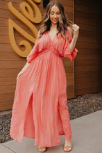 Load image into Gallery viewer, Cold-Shoulder Deep V Slit Maxi Dress
