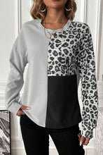 Load image into Gallery viewer, Leopard Color Block Round Neck T-Shirt
