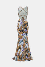 Load image into Gallery viewer, Botanical Print Halter Neck Crisscross Dress
